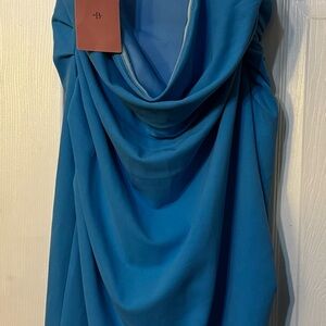 NWL BHLDN XL Hayden strapless stretch crepe midi dress- sky blue